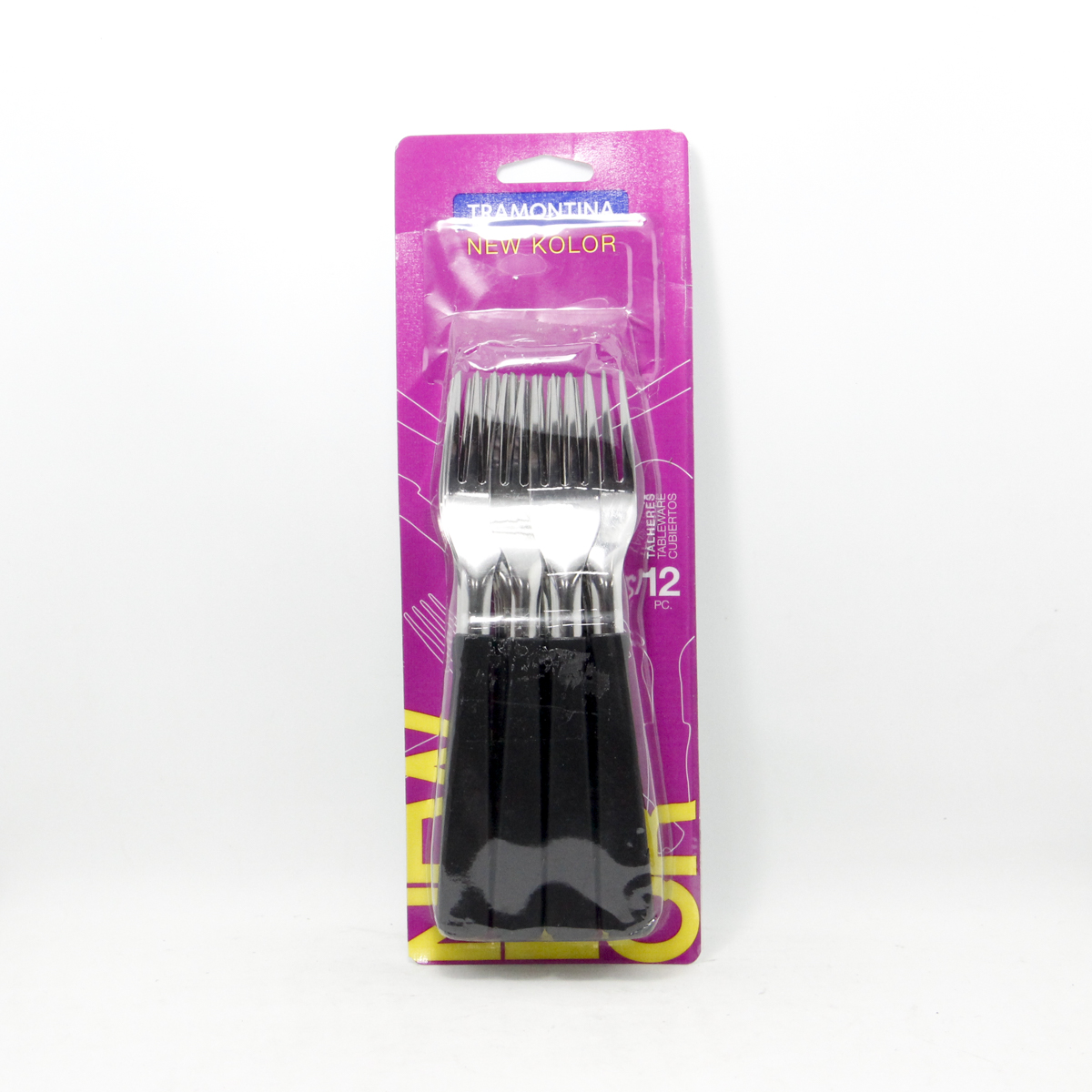TENEDOR TRAMONTINA X 12 UNIDADES NEGRO EN BLISTER