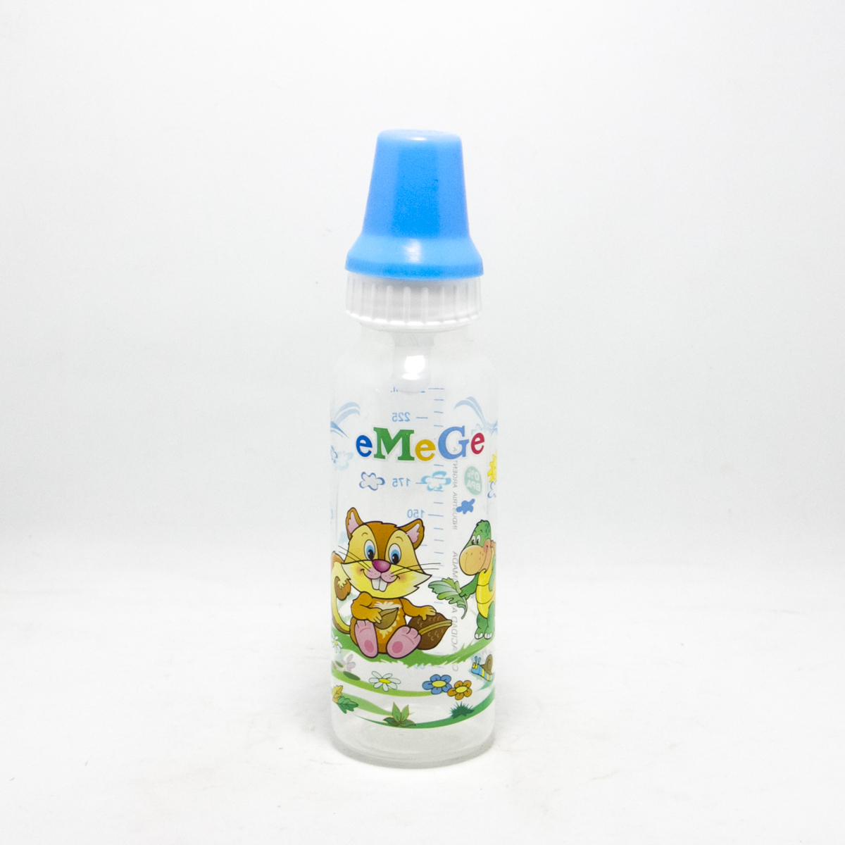 MAMADERA PLASTICA CON TETINA Y CAPUCHON ESTAMPADA 250ML