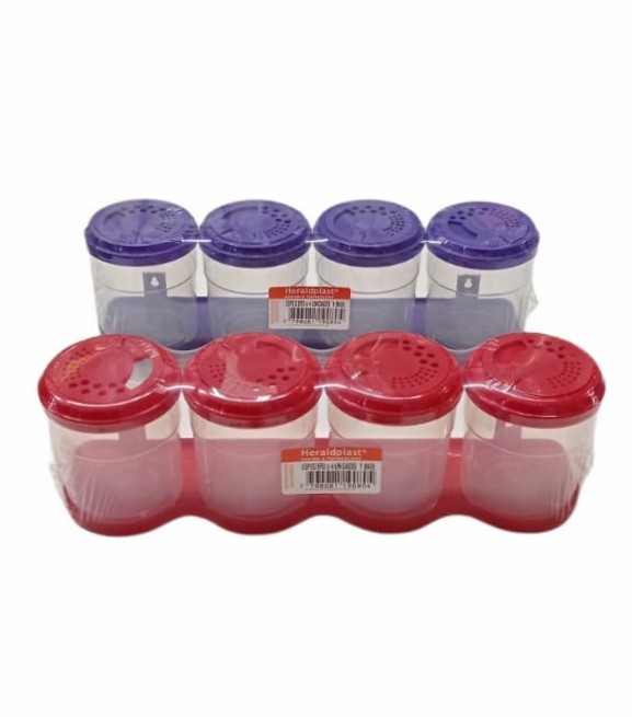 SALERO/PIMENTERO PLASTICO X 4 UNIDADES CON BASE