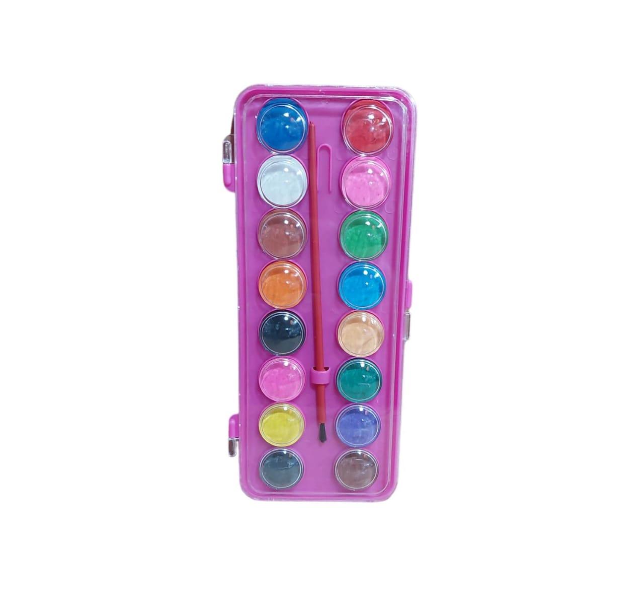 ACUARELA CON PINCEL X 16 COLORES EN CAJA ACRILICA