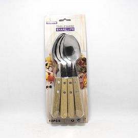 CUCHARA SOPERA X 12 UNIDADES EN BLISTER MANGO MADERA