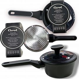 CACEROLA ANTIADHERENTE EFECTO GRANITO CAROL COLOR NEGRO N*16